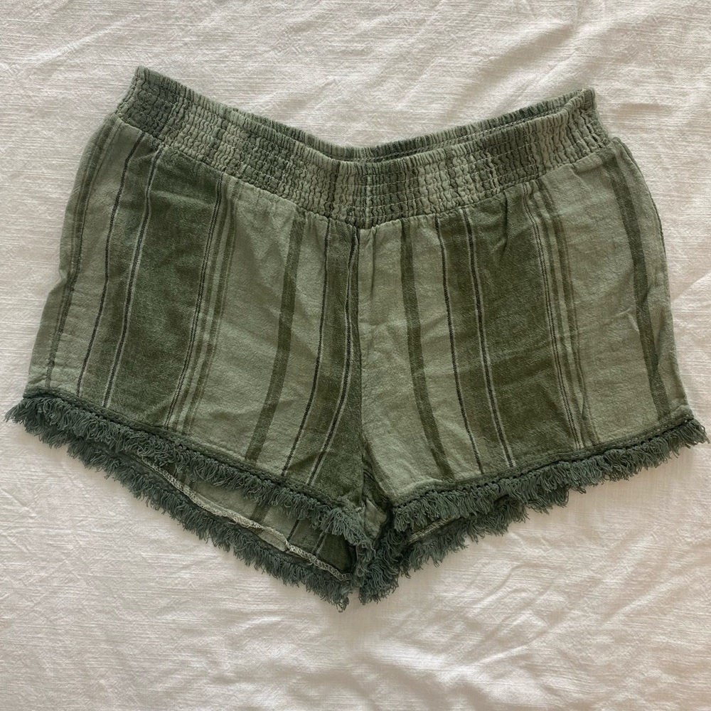 VANILLA STAR green stripped linen like short